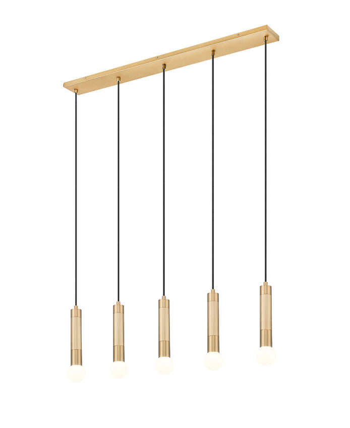 Z-Lite Stari 5-Light Medium Bulb Base Modern Gold Steel Frame Linear Chandelier