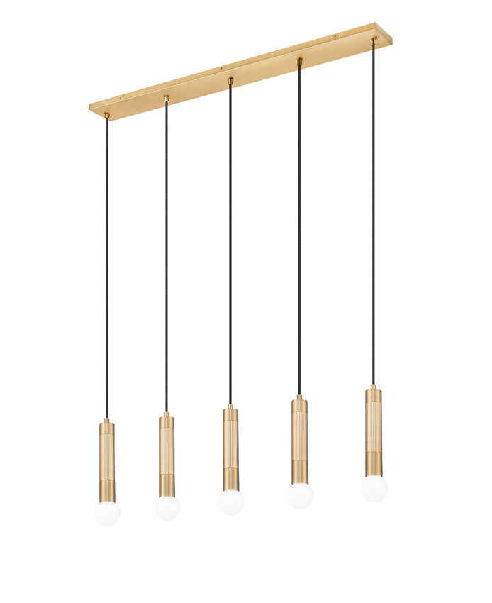Z-Lite Stari 5-Light Medium Bulb Base Modern Gold Steel Frame Linear Chandelier