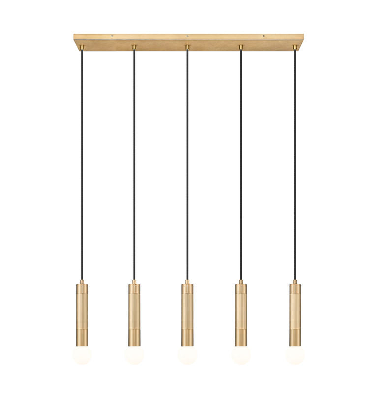 Z-Lite Stari 5-Light Medium Bulb Base Modern Gold Steel Frame Linear Chandelier