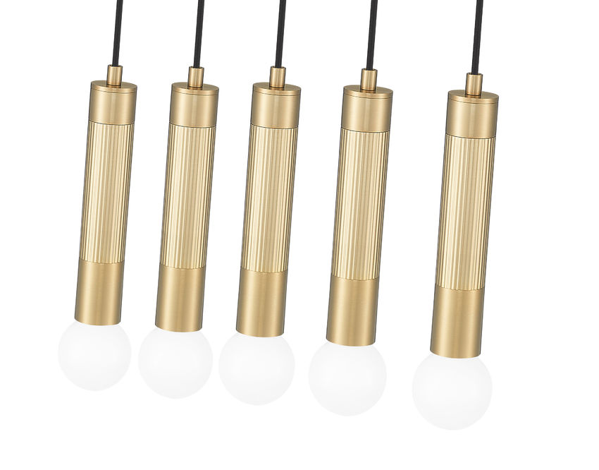 Z-Lite Stari 5-Light Medium Bulb Base Modern Gold Steel Frame Linear Chandelier
