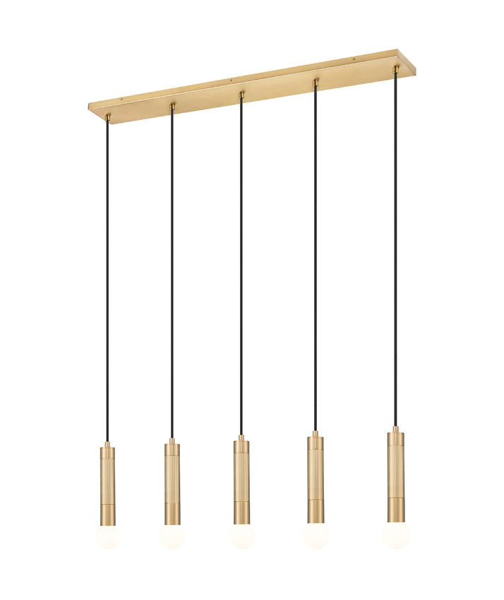 Z-Lite Stari 5-Light Medium Bulb Base Modern Gold Steel Frame Linear Chandelier