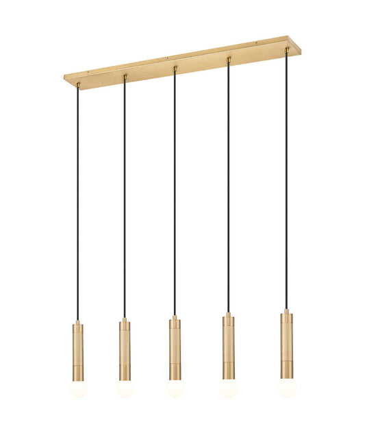 Z-Lite Stari 5-Light Medium Bulb Base Modern Gold Steel Frame Linear Chandelier