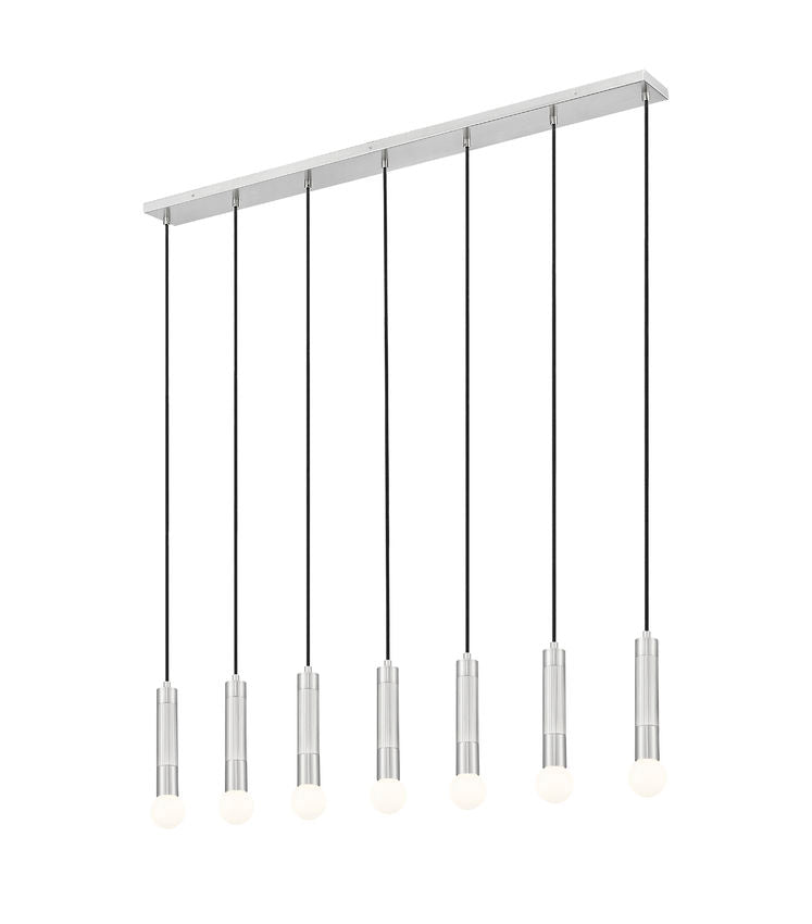 Z-Lite Stari 7-Light Medium Bulb Base Brushed Nickel Steel Frame Linear Chandelier
