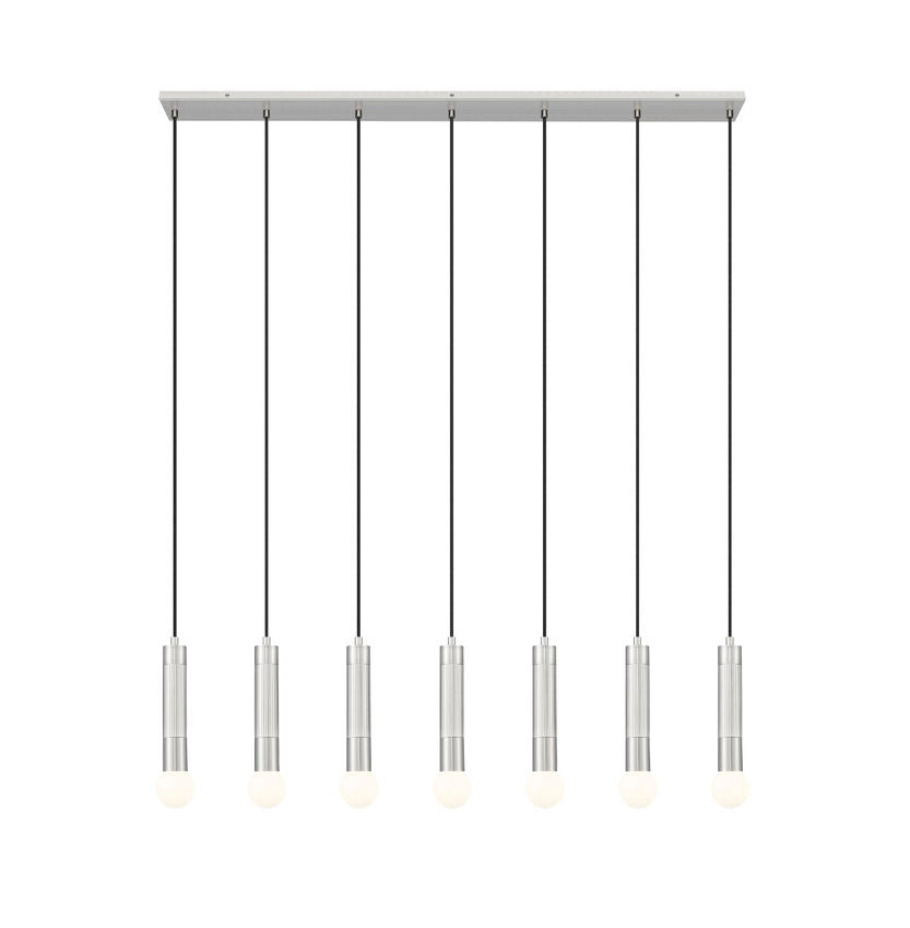 Z-Lite Stari 7-Light Medium Bulb Base Brushed Nickel Steel Frame Linear Chandelier