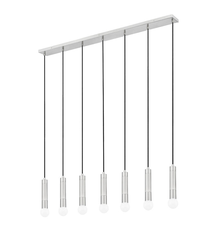 Z-Lite Stari 7-Light Medium Bulb Base Brushed Nickel Steel Frame Linear Chandelier