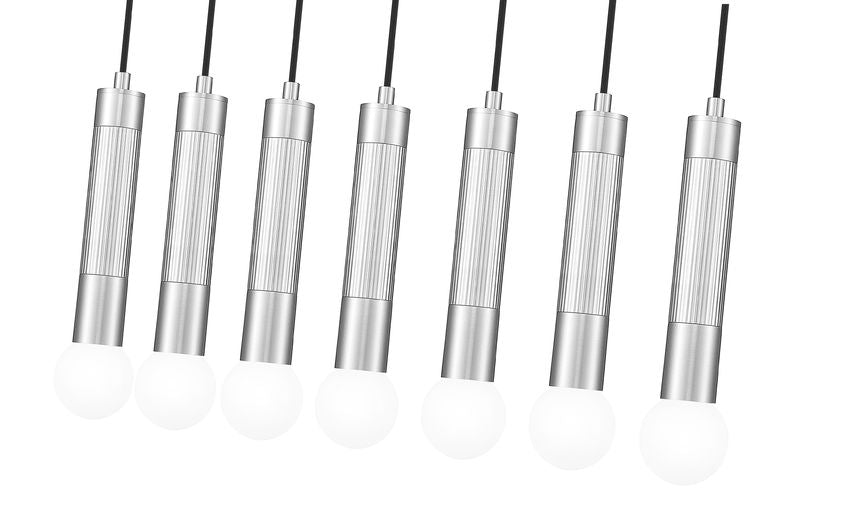Z-Lite Stari 7-Light Medium Bulb Base Brushed Nickel Steel Frame Linear Chandelier