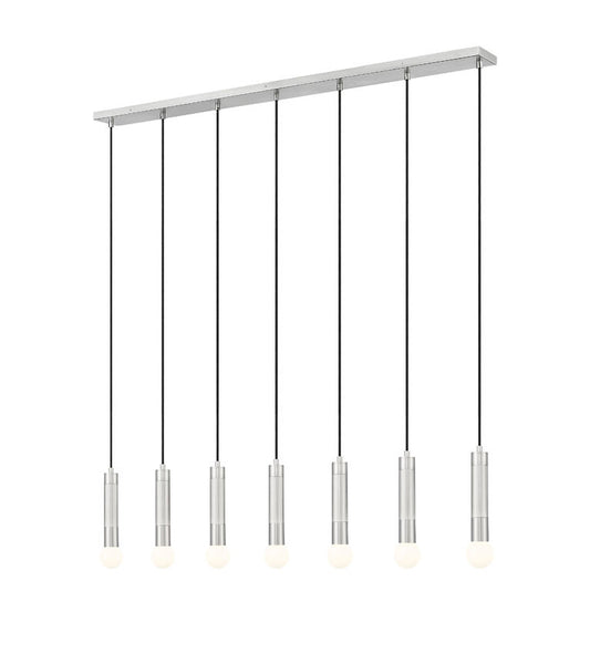 Z-Lite Stari 7-Light Medium Bulb Base Brushed Nickel Steel Frame Linear Chandelier