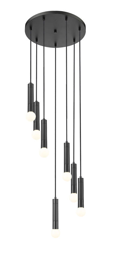 Z-Lite Stari 7-Light Medium Bulb Base Matte Black Steel Frame Chandelier