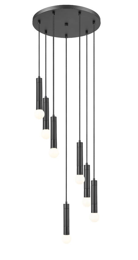 Z-Lite Stari 7-Light Medium Bulb Base Matte Black Steel Frame Chandelier