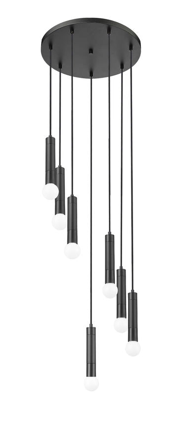 Z-Lite Stari 7-Light Medium Bulb Base Matte Black Steel Frame Chandelier