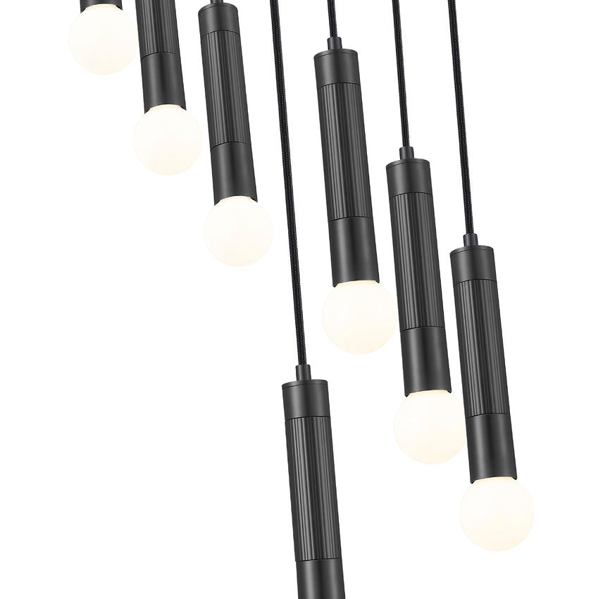 Z-Lite Stari 7-Light Medium Bulb Base Matte Black Steel Frame Chandelier