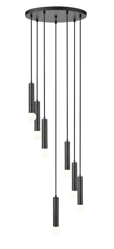 Z-Lite Stari 7-Light Medium Bulb Base Matte Black Steel Frame Chandelier