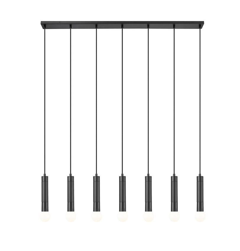 Z-Lite Stari 7-Light Medium Bulb Base Matte Black Steel Frame Linear Chandelier