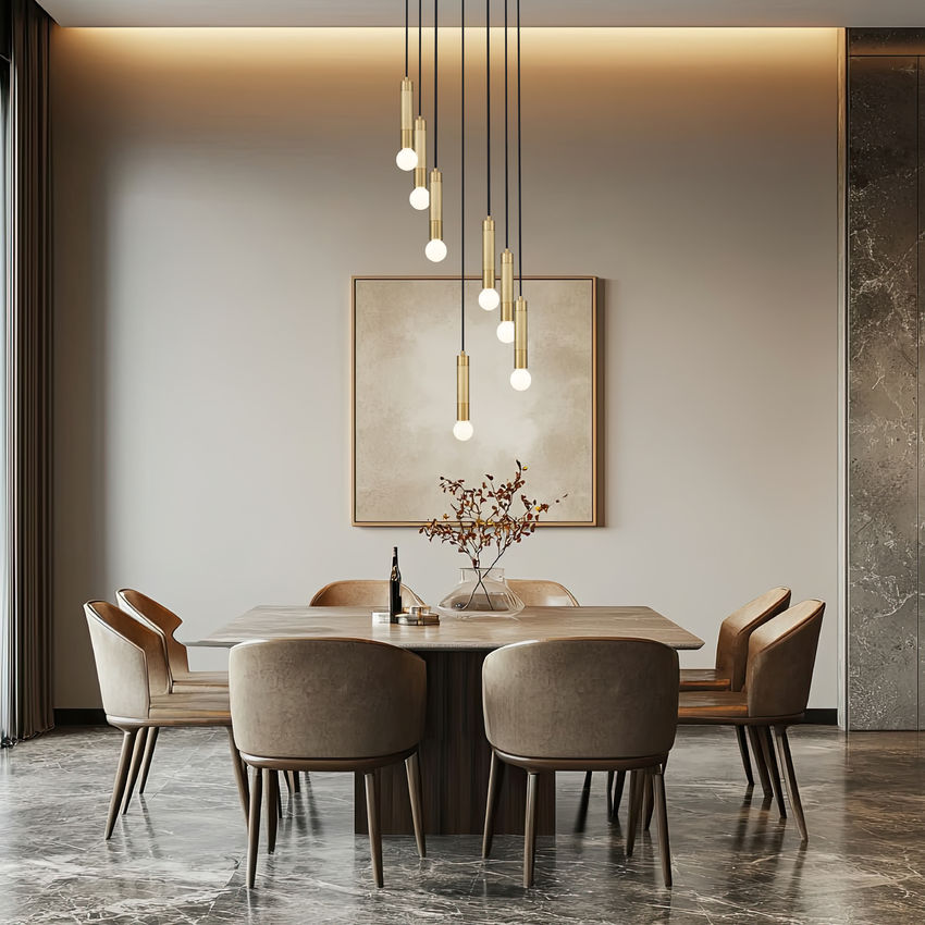 Z-Lite Stari 7-Light Medium Bulb Base Modern Gold Steel Frame Chandelier