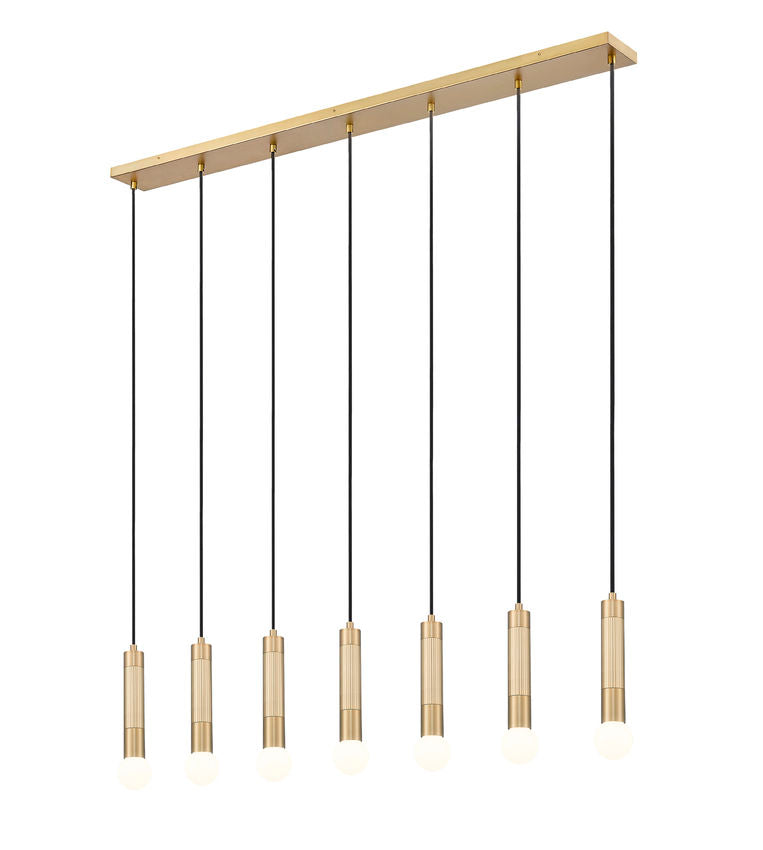 Z-Lite Stari 7-Light Medium Bulb Base Modern Gold Steel Frame Linear Chandelier