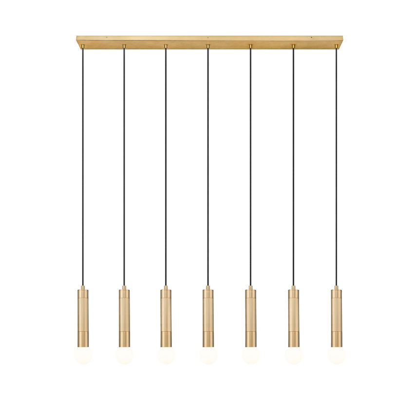 Z-Lite Stari 7-Light Medium Bulb Base Modern Gold Steel Frame Linear Chandelier