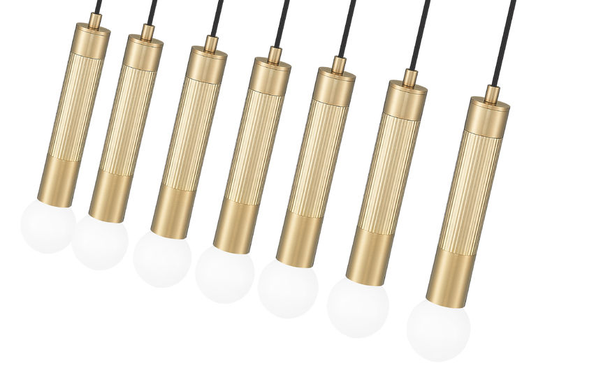 Z-Lite Stari 7-Light Medium Bulb Base Modern Gold Steel Frame Linear Chandelier