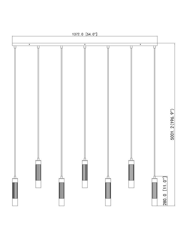 Z-Lite Stari 7-Light Medium Bulb Base Modern Gold Steel Frame Linear Chandelier