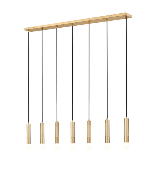 Z-Lite Stari 7-Light Medium Bulb Base Modern Gold Steel Frame Linear Chandelier