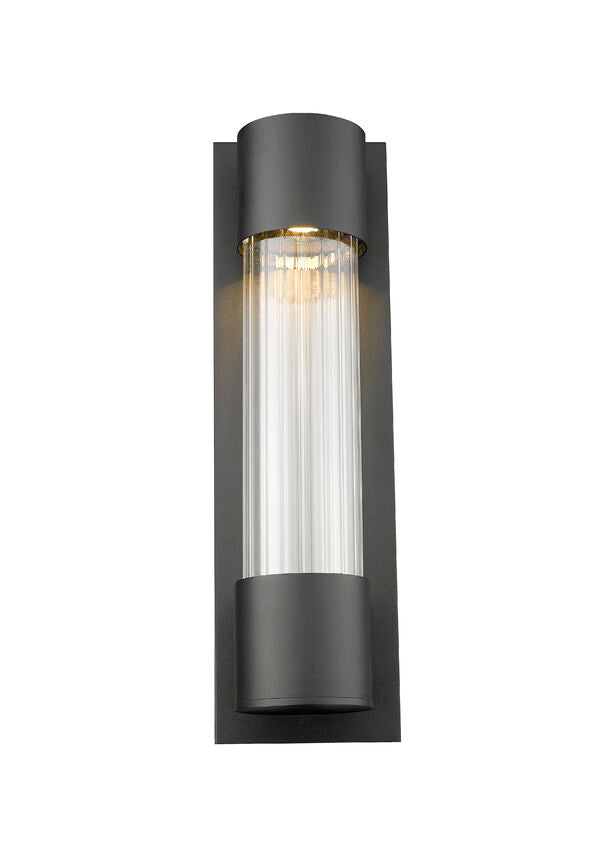 Z-Lite Striate 5" W x 17" H 1-Light LED Black Outdoor Wall Sconce With Clear Optic Glass Shade