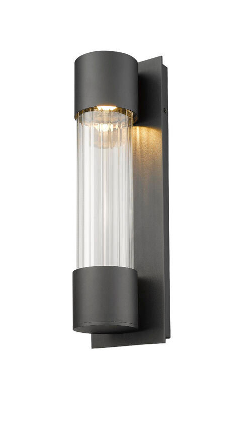 Z-Lite Striate 5" W x 17" H 1-Light LED Black Outdoor Wall Sconce With Clear Optic Glass Shade