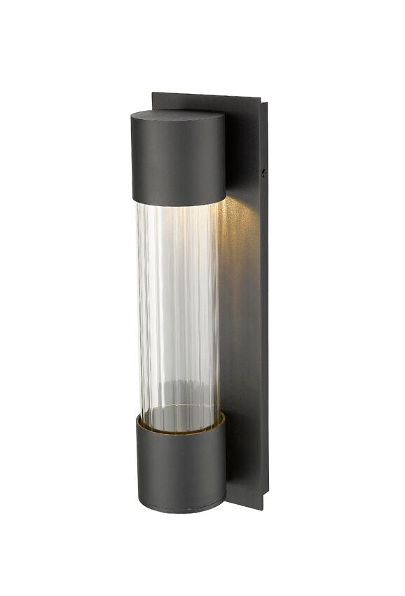 Z-Lite Striate 5" W x 17" H 1-Light LED Black Outdoor Wall Sconce With Clear Optic Glass Shade