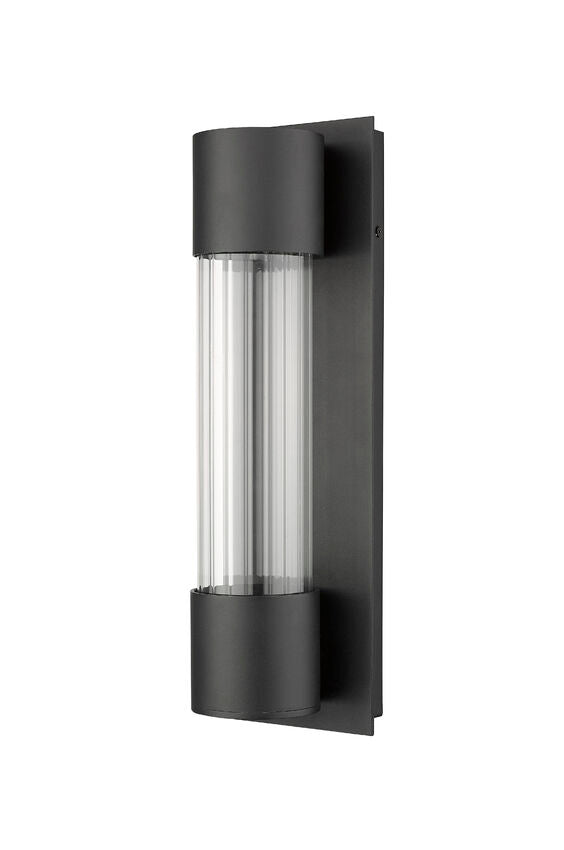 Z-Lite Striate 5" W x 17" H 1-Light LED Black Outdoor Wall Sconce With Clear Optic Glass Shade