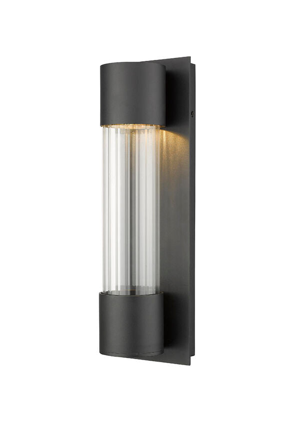 Z-Lite Striate 5" W x 17" H 1-Light LED Black Outdoor Wall Sconce With Clear Optic Glass Shade