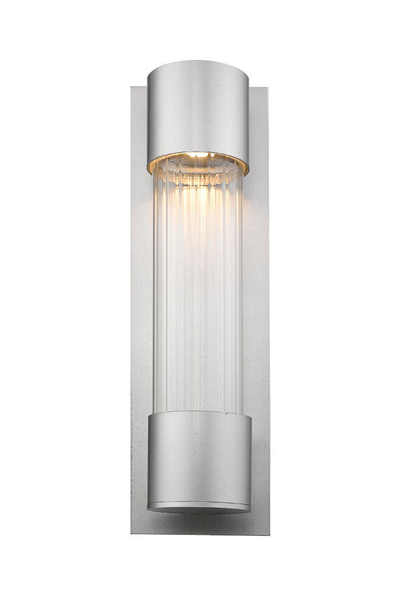 Z-Lite Striate 5" W x 17" H 1-Light LED Silver Outdoor Wall Sconce With Clear Optic Glass Shade
