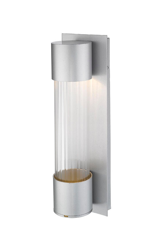 Z-Lite Striate 5" W x 17" H 1-Light LED Silver Outdoor Wall Sconce With Clear Optic Glass Shade