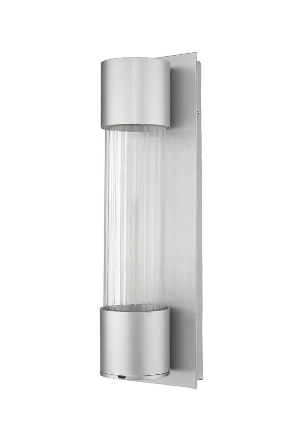 Z-Lite Striate 5" W x 17" H 1-Light LED Silver Outdoor Wall Sconce With Clear Optic Glass Shade