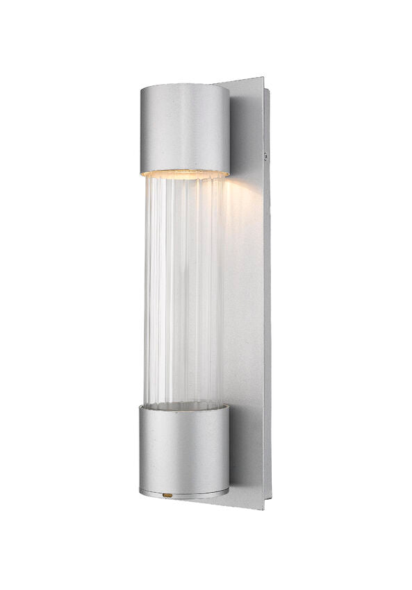 Z-Lite Striate 5" W x 17" H 1-Light LED Silver Outdoor Wall Sconce With Clear Optic Glass Shade