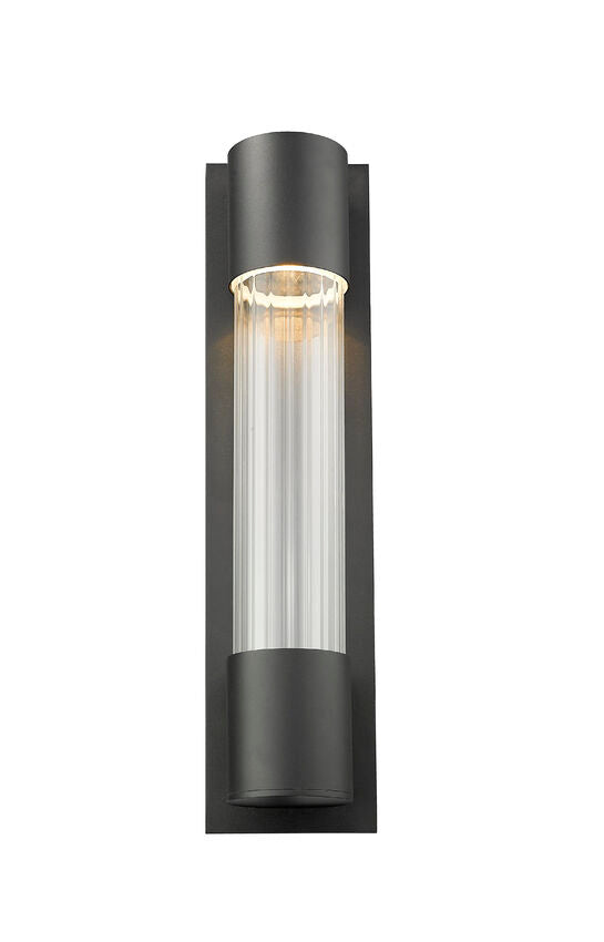 Z-Lite Striate 5" W x 21" H 1-Light LED Black Outdoor Wall Sconce With Clear Optic Glass Shade