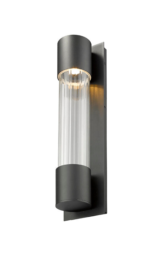 Z-Lite Striate 5" W x 21" H 1-Light LED Black Outdoor Wall Sconce With Clear Optic Glass Shade
