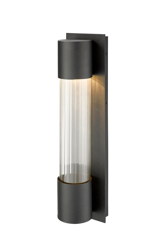 Z-Lite Striate 5" W x 21" H 1-Light LED Black Outdoor Wall Sconce With Clear Optic Glass Shade