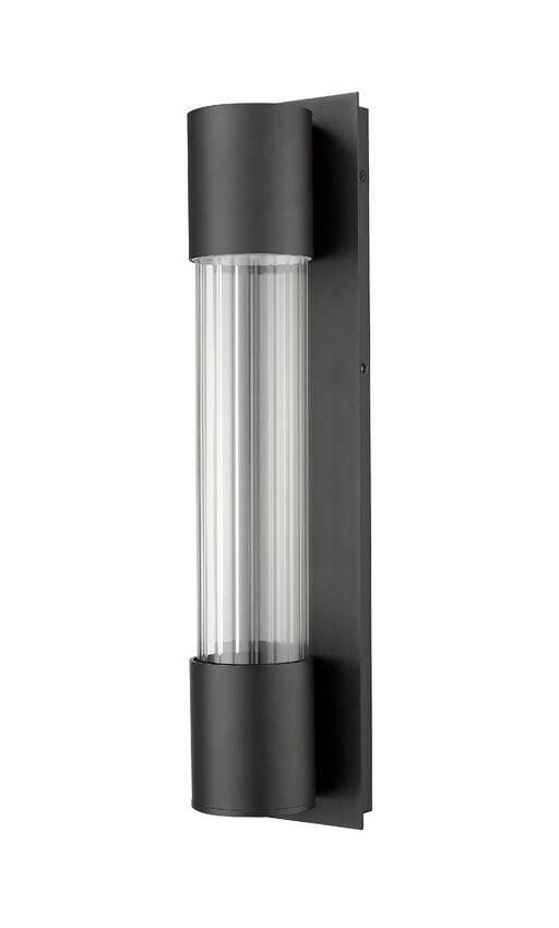 Z-Lite Striate 5" W x 21" H 1-Light LED Black Outdoor Wall Sconce With Clear Optic Glass Shade