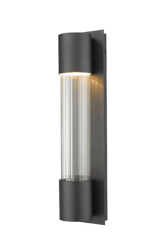 Z-Lite Striate 5" W x 21" H 1-Light LED Black Outdoor Wall Sconce With Clear Optic Glass Shade