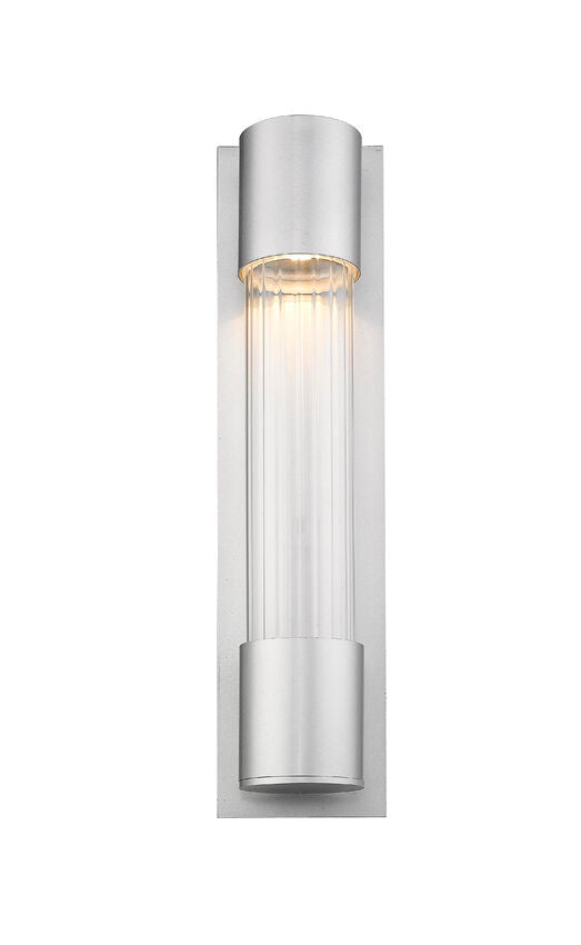 Z-Lite Striate 5" W x 21" H 1-Light LED Silver Outdoor Wall Sconce With Clear Optic Glass Shade