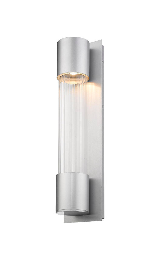 Z-Lite Striate 5" W x 21" H 1-Light LED Silver Outdoor Wall Sconce With Clear Optic Glass Shade