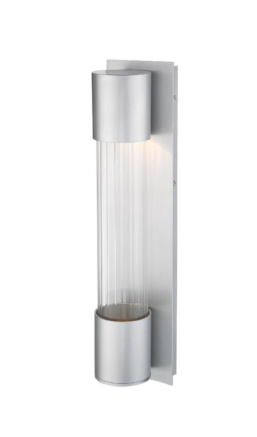 Z-Lite Striate 5" W x 21" H 1-Light LED Silver Outdoor Wall Sconce With Clear Optic Glass Shade