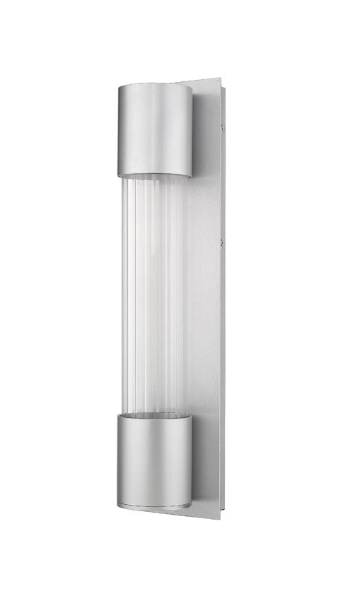Z-Lite Striate 5" W x 21" H 1-Light LED Silver Outdoor Wall Sconce With Clear Optic Glass Shade