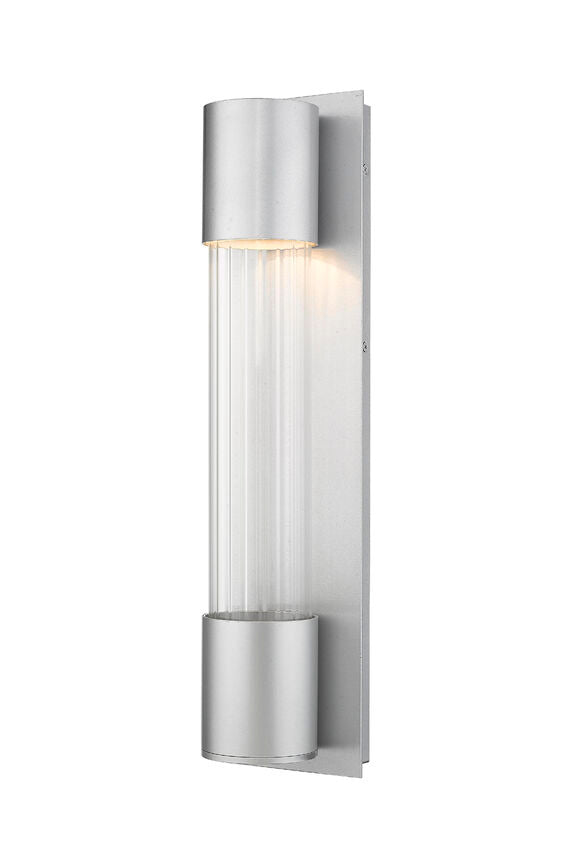 Z-Lite Striate 5" W x 21" H 1-Light LED Silver Outdoor Wall Sconce With Clear Optic Glass Shade