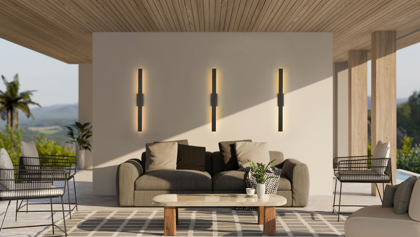 Z-Lite Stylet 48" 4-Light LED Sand Black and White Acrylic Shade Outdoor Wall Light