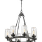 Z-Lite Tahoe 29" 8-Light Ashen Barnboard Outdoor Pendant Light With Clear Glass Shade