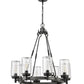 Z-Lite Tahoe 29" 8-Light Ashen Barnboard Outdoor Pendant Light With Clear Glass Shade