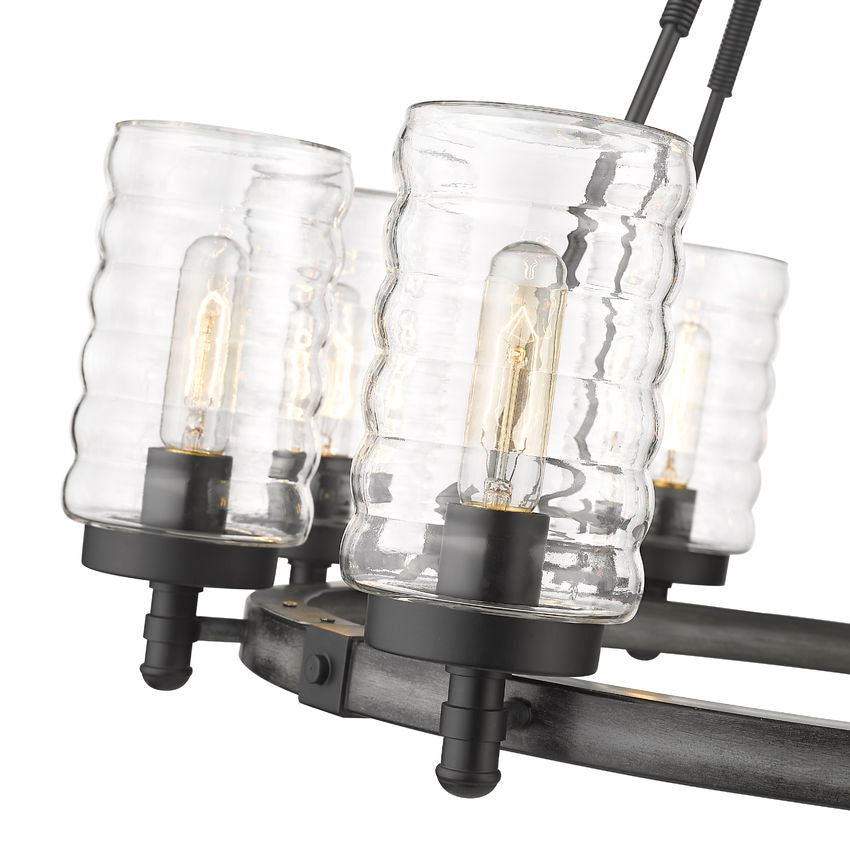 Z-Lite Tahoe 29" 8-Light Ashen Barnboard Outdoor Pendant Light With Clear Glass Shade