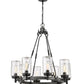Z-Lite Tahoe 29" 8-Light Ashen Barnboard Outdoor Pendant Light With Clear Glass Shade