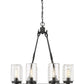 Z-Lite Tahoe 29" 8-Light Matte Black Outdoor Pendant Light With Clear Glass Shade