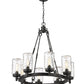 Z-Lite Tahoe 29" 8-Light Matte Black Outdoor Pendant Light With Clear Glass Shade