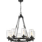 Z-Lite Tahoe 29" 8-Light Matte Black Outdoor Pendant Light With Clear Glass Shade